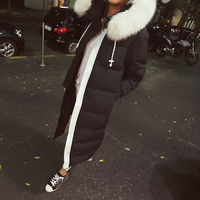韩国代购2015冬装加厚韩版大毛领潮棉衣带帽中长款过膝棉服外套女