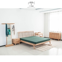幽玄良品梳背床白橡木全实木榫卯结构制作木蜡油涂装卧室双人床