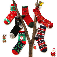 COCO VANILLA 秋冬韩版卡通小鹿老人纯棉圣诞袜中帮中筒女士袜子
