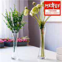 细腰花瓶 玻璃透明花插单支小花桌面摆件装饰品花器
