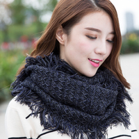 2015秋冬季韩版女士毛线围脖 韩国流苏格子脖套 冬天保暖加厚套头