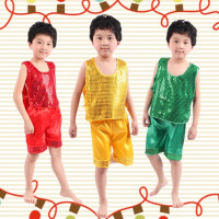 六一儿童节演出服装少儿男童女童幼儿园小学生套头亮片马甲舞蹈服