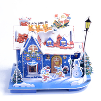 圣诞节装饰品 木质立体3D雪房子圣诞屋城堡儿童手工益智礼物玩具