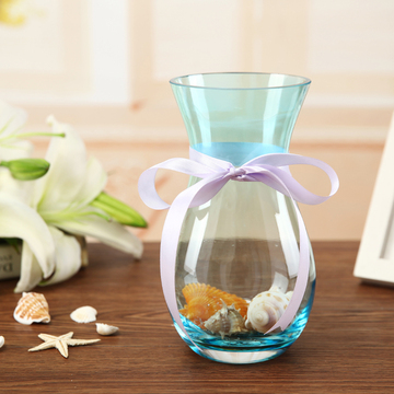 欧式风格 彩色玻璃花瓶 透明玻璃花瓶 水培绿萝花瓶 家居摆件