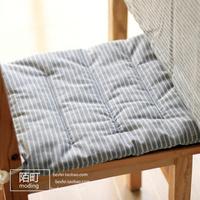 日式薄款简约条纹棉麻椅子坐垫 冬天办公室电脑椅座垫餐椅垫防滑