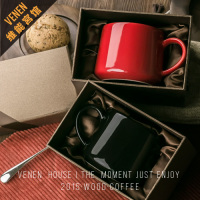 欧式咖啡杯红黑色马克杯子陶瓷水杯茶杯情侣礼盒装 圣诞结婚礼物