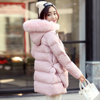 2015冬季韩版新款外套棉衣女装连帽真毛领保暖加厚羽绒棉女