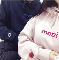 2015韩国ulzzang原宿日系女装BF风字母草莓帽衫卫衣T加绒情侣款