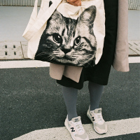 | TONER | 猫咪 韩版原创文艺潮流单肩斜跨帆布袋环保购物袋