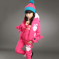童装冬装2015新款中大童卫衣马甲三件套韩版儿童衣服女童冬季套装