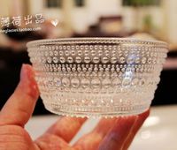 欧式zakka复古浮雕圆点玻璃碗 甜品碗 冰激凌碗冷饮米饭碗 布丁碗