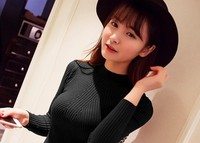 2015秋冬新款韩版女装中长款长袖打底针织衫修身大码毛衣加厚外套