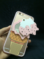 美国代购同款 可爱冰淇淋镜子iphone6s手机壳6plus雪糕保护套软壳