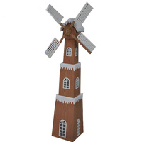 圣诞装饰品 电动风车雪房子木质风车装饰风车圣诞节场景布置雪屋
