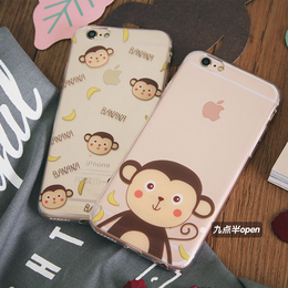 原创逗比猴韩国插画苹果6s手机壳iPhone6plus透明4.7超薄保护套