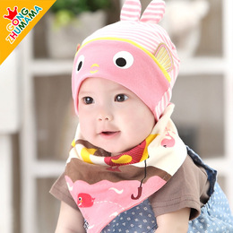 婴儿帽子秋冬季3-6-12个月韩国宝宝帽子套头帽0-1岁新生儿童男女
