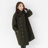 私家BEAUTI 冬新款军绿色大码女廓形中长款大衣羊毛呢外套WT328