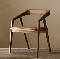 老铁匠 美式复古实木餐椅电脑椅简约原木靠背扶手椅办公椅咖啡椅