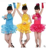 儿童现代舞演出服幼儿爵士舞表演服女童舞蹈服装宝蓝色亮片蓬蓬裙