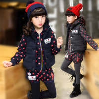 童装女童冬装儿童套装2015秋冬季运动休闲中大童女孩加厚三件套潮