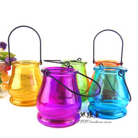简约现代 玻璃瓶 台面花瓶仿真花彩色透明小吊瓶家居饰品摆件花插