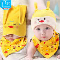 婴幼儿0-1岁男女宝宝秋冬季卡哇伊花式两件套外出套头帽