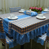 桌布布艺田园制定格子餐桌茶几布桌罩套椅套套装韩式圆桌台布定做