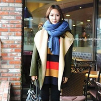 秋冬季新款韩版学生女装修身大翻领大码毛呢斗篷外套连帽呢子大衣