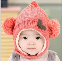 宝宝帽子秋冬季婴儿帽子3-6-12个月儿童毛线护耳帽小孩加绒帽男女