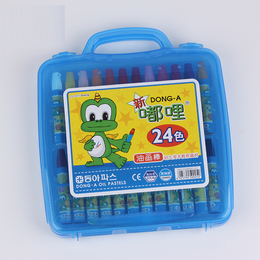 韩国正品东亚油画棒 新嘟哩 24色塑料盒装安全无毒蜡笔画材