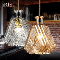 IRIS现代简约欧式创意时尚个性餐厅吧台灯具宜家刻花酒瓶玻璃吊灯