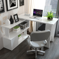 创意旋转电脑桌台式家用桌现代简约办公转角电脑桌书柜书桌组合