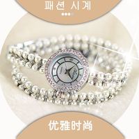 韩国潮流时尚韩版个性缠绕珍珠手链表女士手环手表学生时装手表女