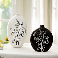 特价现代家居工艺品摆件 摆饰客厅花瓶 黑白花瓶陶瓷花瓶默然花瓶