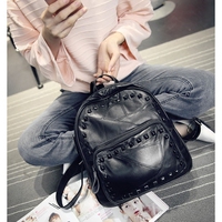 2015新款双肩包女韩版时尚拼接背包休闲学院风铆钉书包旅行小包包