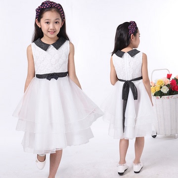 童装12岁女孩夏装2015新款女童白色连衣裙夏季儿童公主裙雪纺裙子