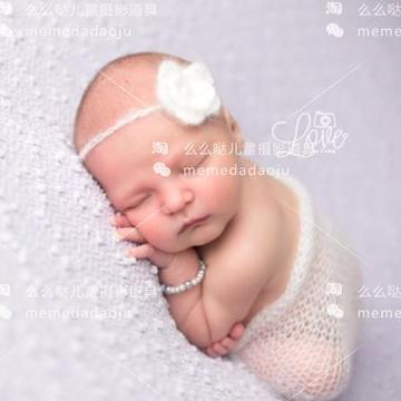 新生儿马海毛裹布头饰 婴儿摄影道具头花 男女宝宝儿童影楼拍照