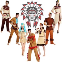 万圣节服装 运动会演出服成人男女土著原始人印第安豹纹野人服装