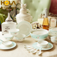 HOLA 特力和乐 致青春28头骨瓷瓷器碗碟套装餐具 结婚HH124126
