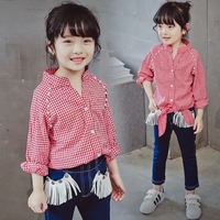 2016春秋装新款童装韩版女童格子衬衫宝宝长袖衬衣儿童上衣外套潮