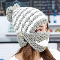 2015新款秋冬韩版保暖毛线口罩针织帽子 潮秋冬护耳冬天保暖帽子