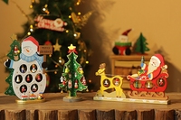 圣诞装饰品 木质圣诞树鹿拉车雪人鹿木制工艺品摆件商场柜台桌面