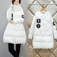 2015冬季新款修身中长款加厚白鸭绒羽绒服 韩版纯色羽绒外套女装