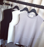 2015夏季新款 韩国百搭纯色气质无袖背心T恤女