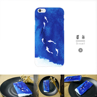青丙|苹果iphone6/6s plus手机壳蓝色鱼原创简约磨砂透明6S硅胶套