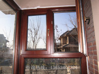 山西高档欧式铝木门窗厂家直销 铝木复合隔音窗别墅木包铝封阳台