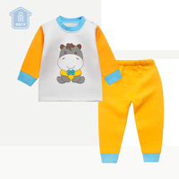 婴儿保暖内衣套装 夹棉加厚肩扣套头0-1-3岁男童宝宝儿童秋衣秋裤