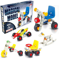 3d立体拼插 diy金属拼装玩具模型机器人飞机 合金组装积木车
