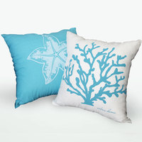 3只斑马 创意抱枕靠垫地中海珊瑚海星沙发布艺靠枕抱枕亚麻枕套