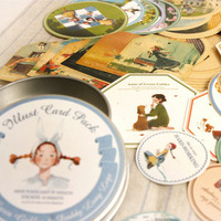韩国indigo圆铁盒童话 含35张卡片10张贴纸 相册装饰套装促销